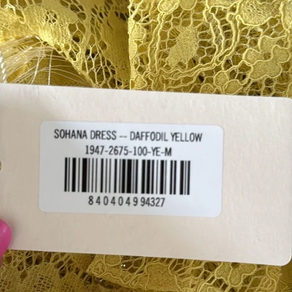 ⚡️⚡️⚡️SOLD⚡️⚡️⚡️⚡️⚡️NWT Doen Sohana yellow lace midi dress Size M - Picture 13 of 14